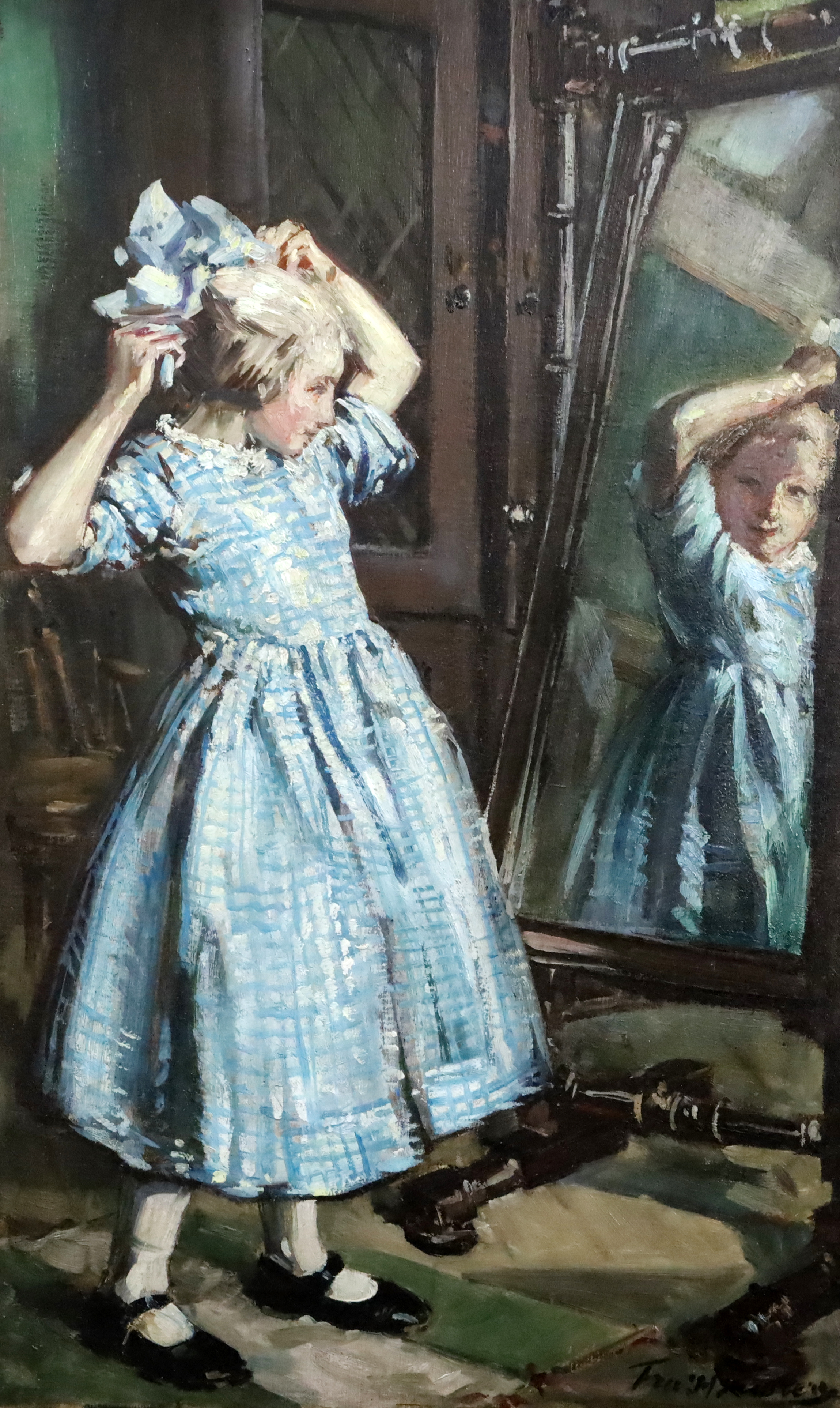 Francis Henry Newbery, (1855-1946) Girl before a looking glass 29.5 x 17.75in.